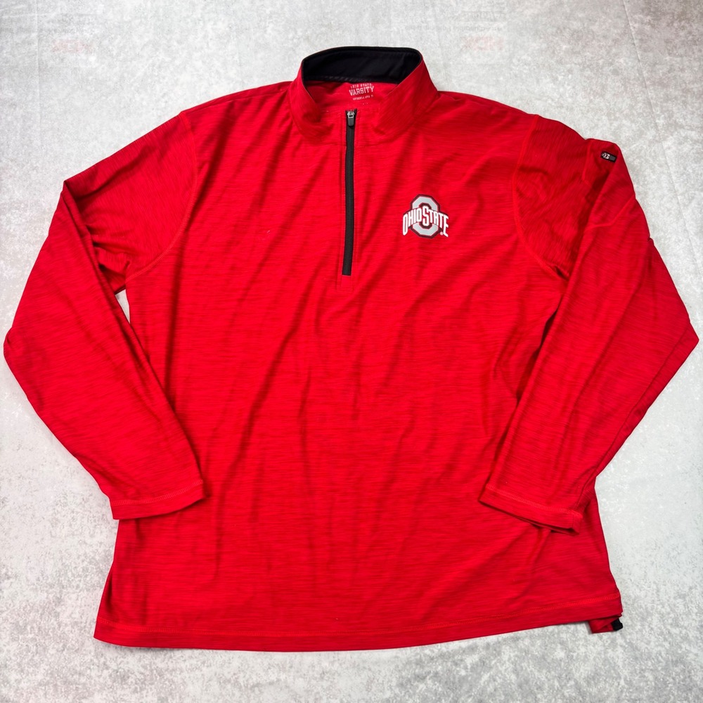 Ohio State Varsity 1/4 Zip Pullover Red Athletic Logo Jacket Men's XXL